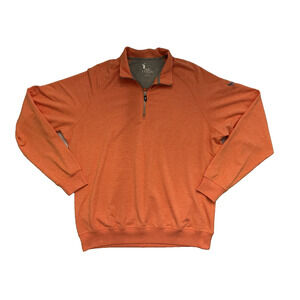 F & G Tech Coral 1/4 Zip Pullover Secession Golf Club Logo Men’s XL Luxury EUC